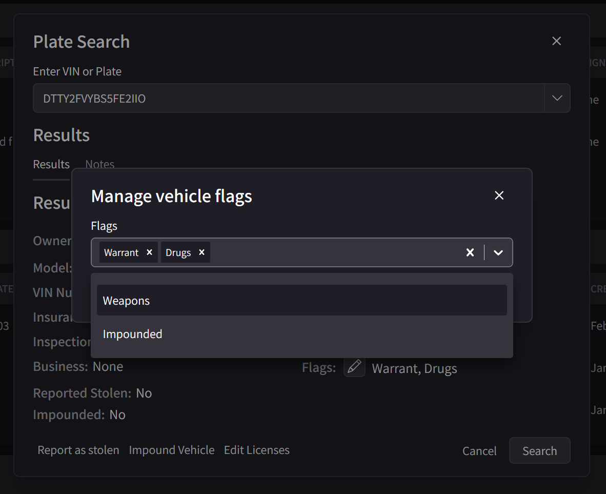 Example for vehicle-flag usage