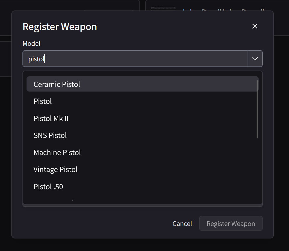 Weapon Registration
